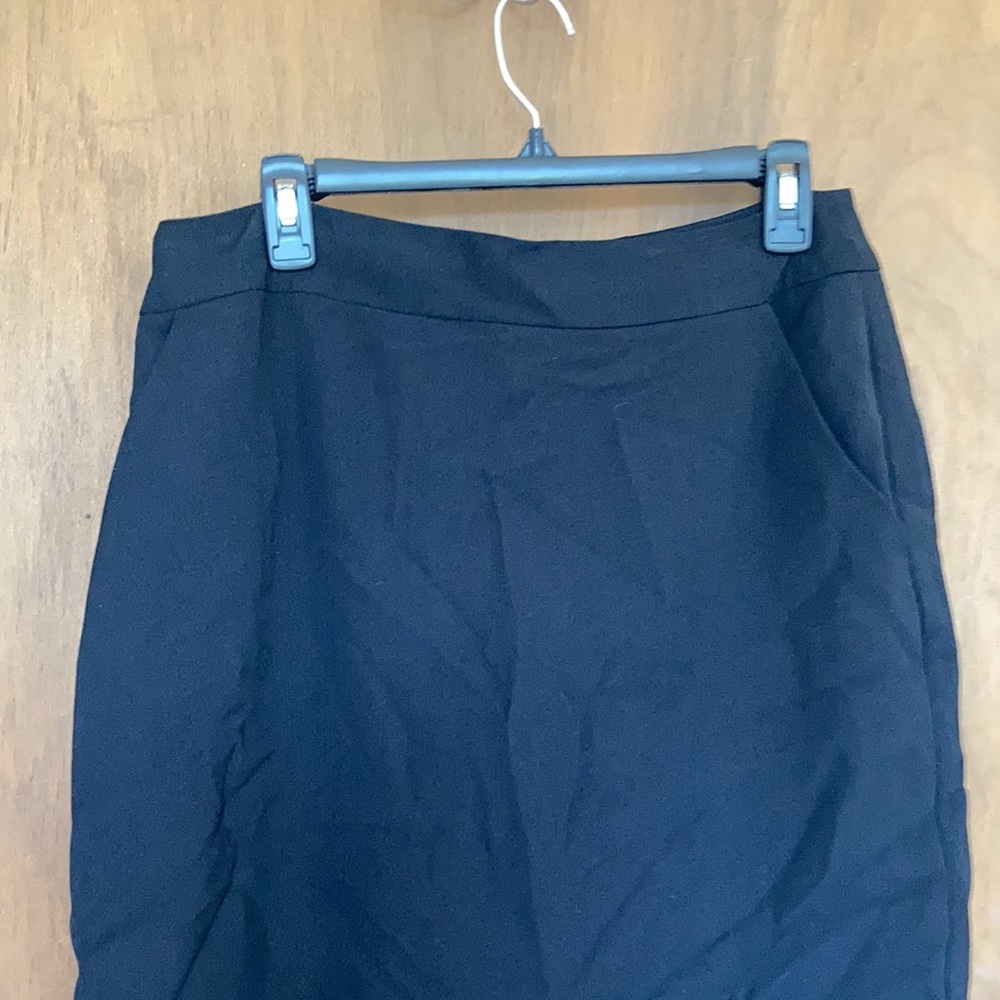 Vintage black office lined skirt w pockets - Picture 9 of 15